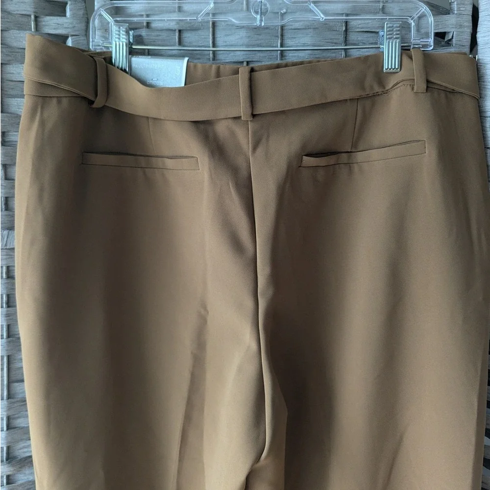 Chico's Drapey Wide Leg Camel Brown Tie Waist Trousers XL *Unfinished Hem